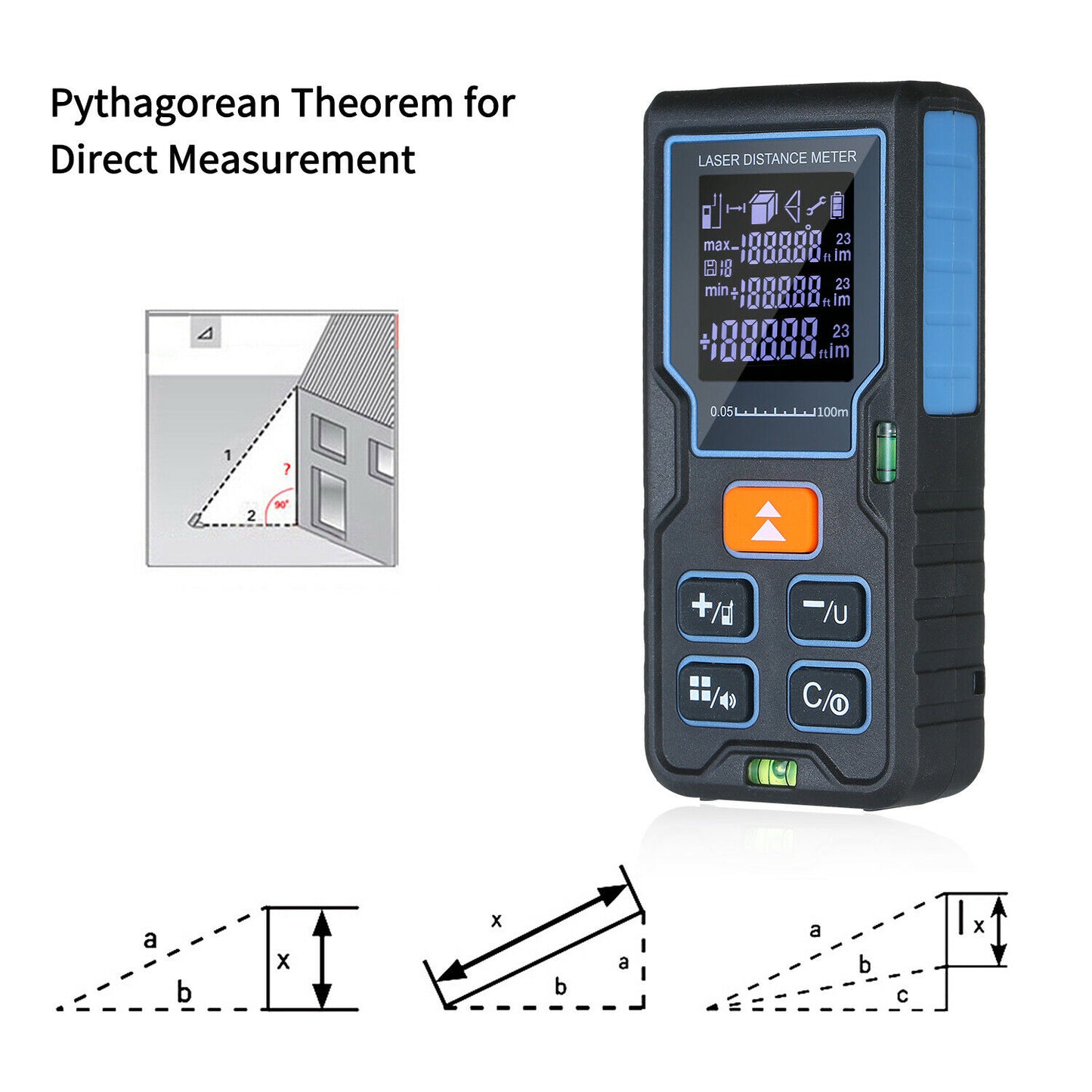 100m Handheld Digital Laser Distance Meter Portable Mini Range Finder +Backlight