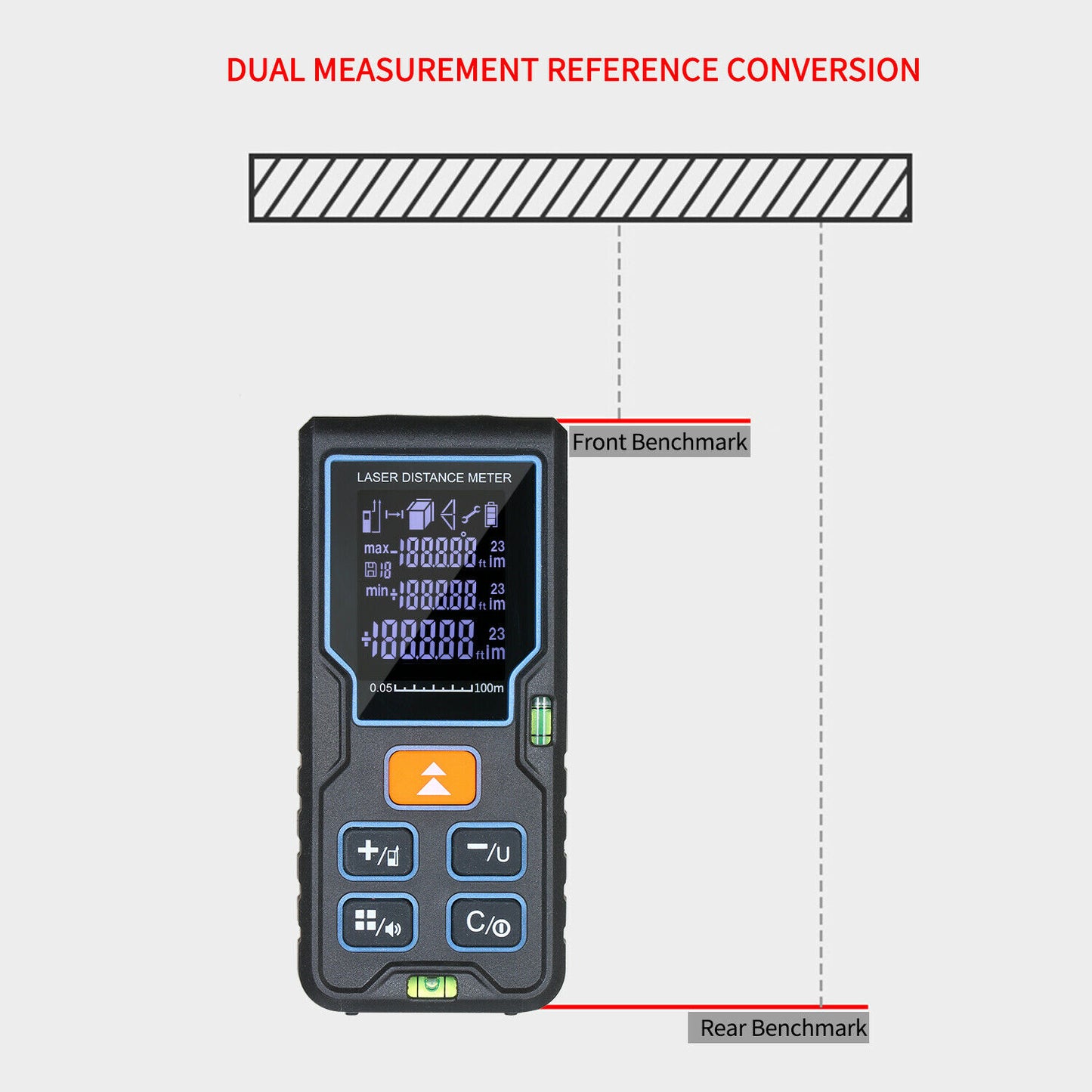 100m Handheld Digital Laser Distance Meter Portable Mini Range Finder +Backlight