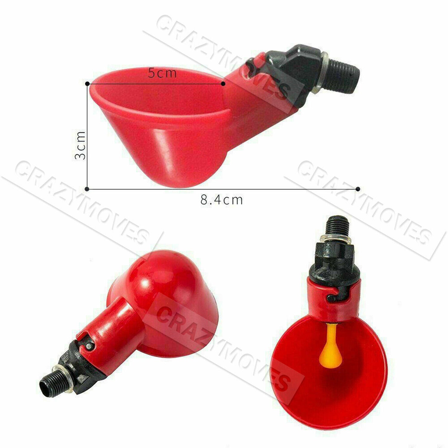 10x Automatic Cups Water Feeder Drinker Chicken Waterer Poultry Chook Bird