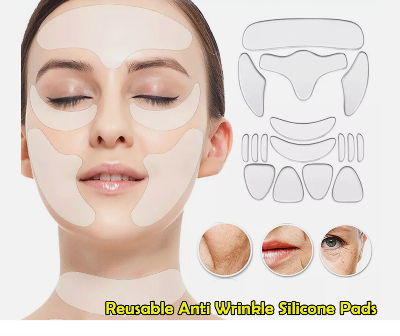 Reusable Anti Wrinkle Chest Neck Eye Face Pad Silicone Removal Patch Skin Care