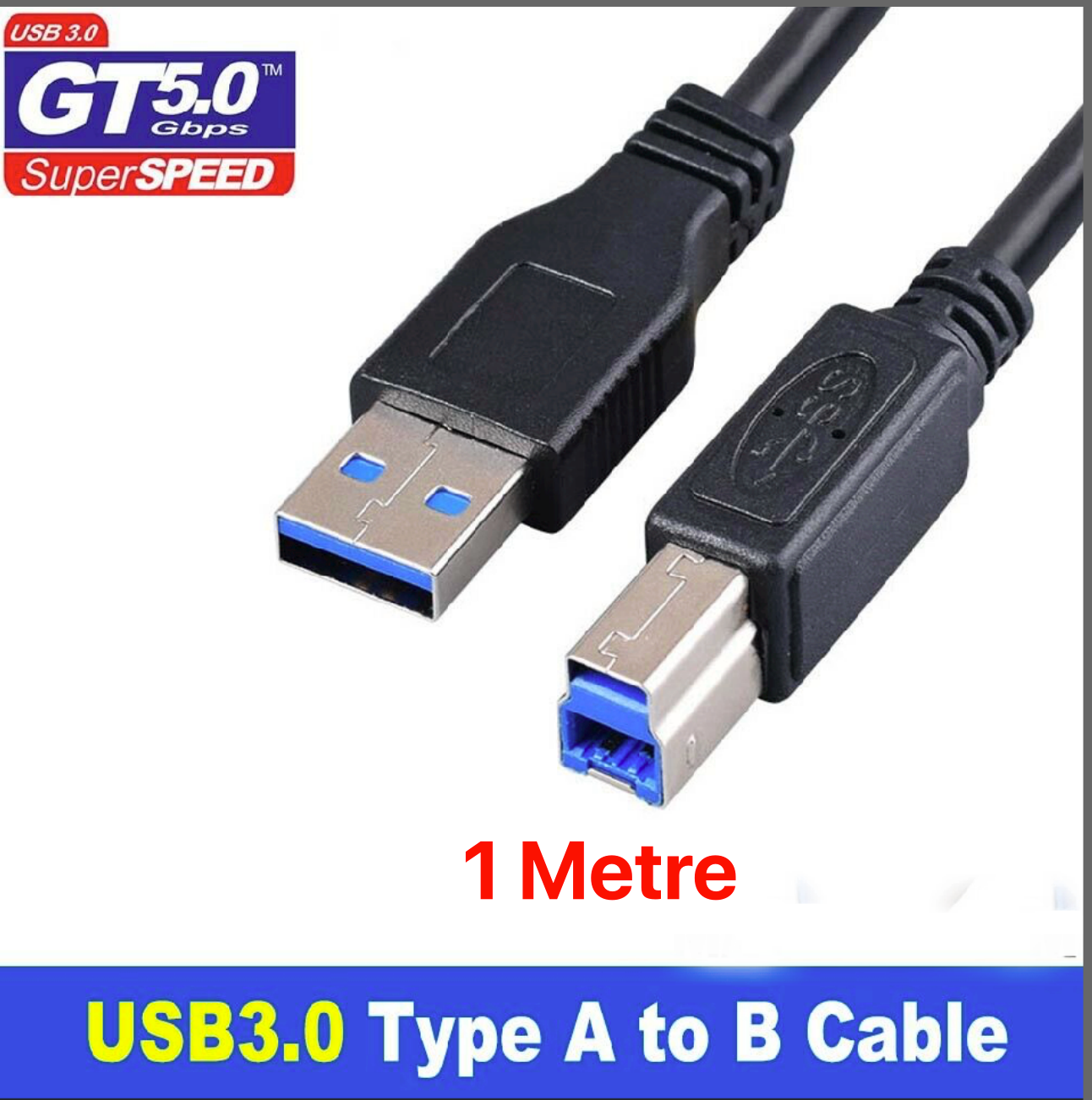 USB 3.0 Type A Male to B Printer Cable For HP Canon Dell Brother Epson Xerox