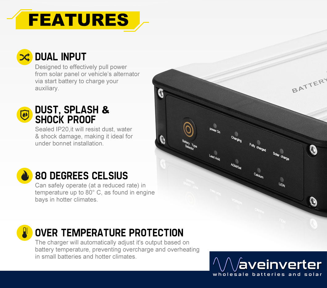 20A DC to DC Battery Charger Dual Battery System Isolator Solar Lithium 12V