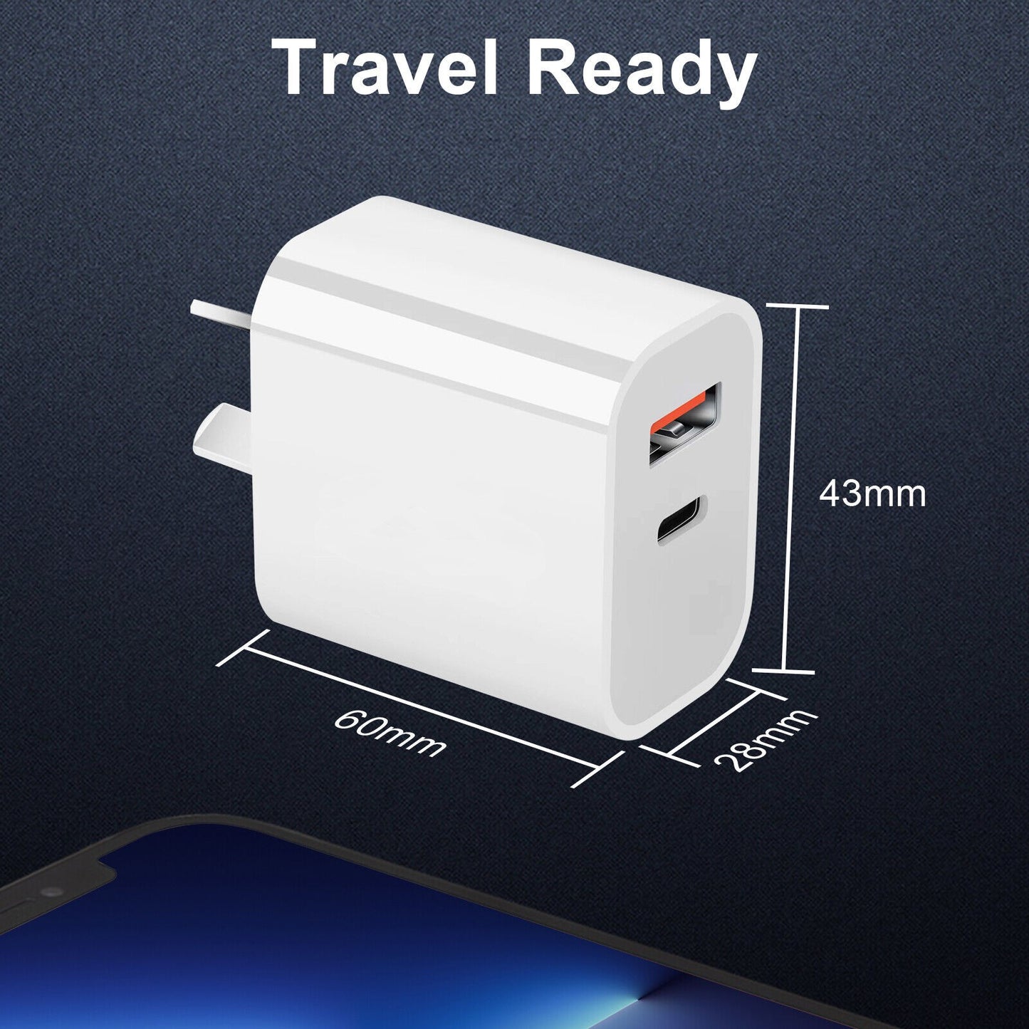 QC 3.0 USB C PD Charger 20w Fast Power Adapter For iphone 12 11 Samsung