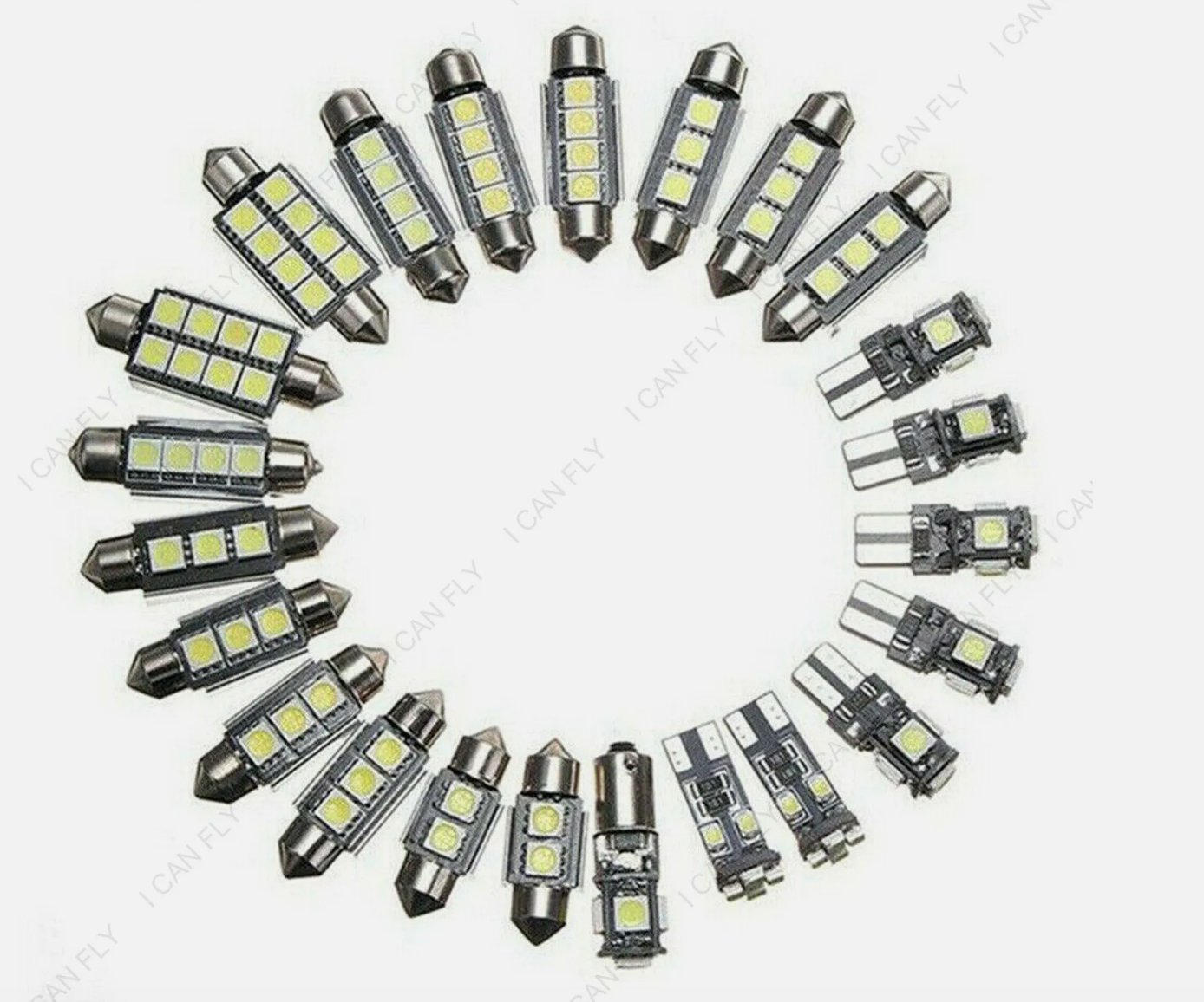 23x Car 12v Led Festoon Interior White Light Bulb 5050 5smd Auto Dome Globe DF