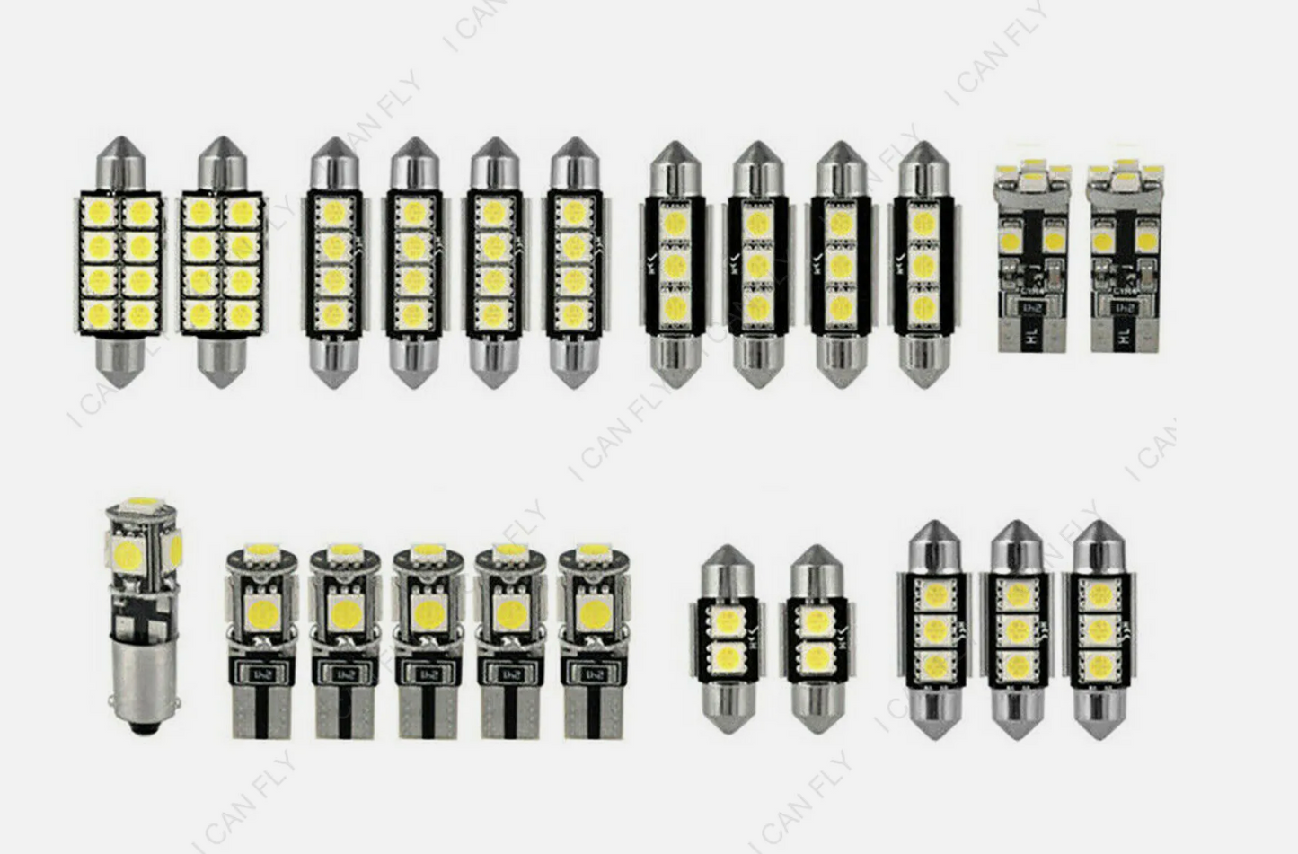 23x Car 12v Led Festoon Interior White Light Bulb 5050 5smd Auto Dome Globe DF