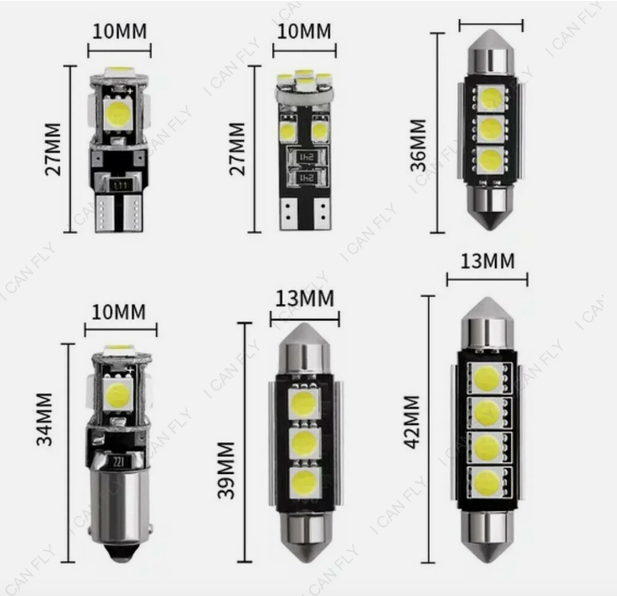 23x Car 12v Led Festoon Interior White Light Bulb 5050 5smd Auto Dome Globe DF