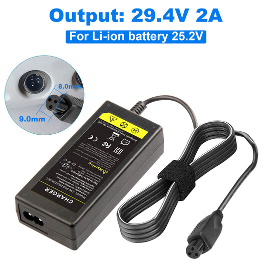 29.4V 2A Power Charger Adapter for 24V 10Ah Lithium Li-ion E-Bike Electric Car