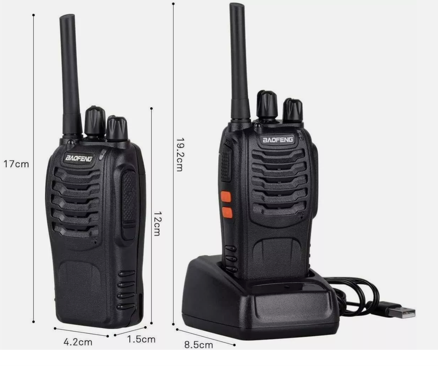 2X UHF WALKIE TALKIE BAND HANDHELD TWO WAY RADIO 400-470MHz EARPHONES 1500MAH 5W