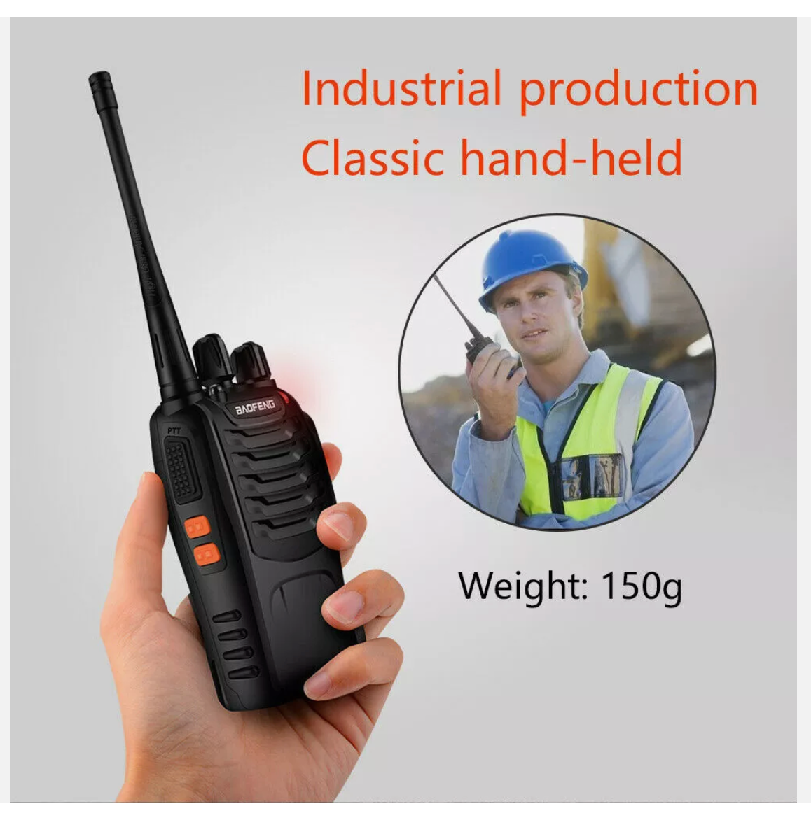 2X UHF WALKIE TALKIE BAND HANDHELD TWO WAY RADIO 400-470MHz EARPHONES 1500MAH 5W