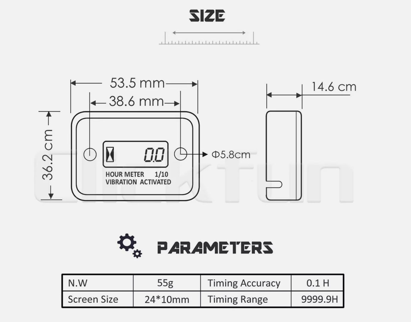 Inductive Waterproof Hour Meter Marine ATV Motorcycle Dirt Bike Sk Engine