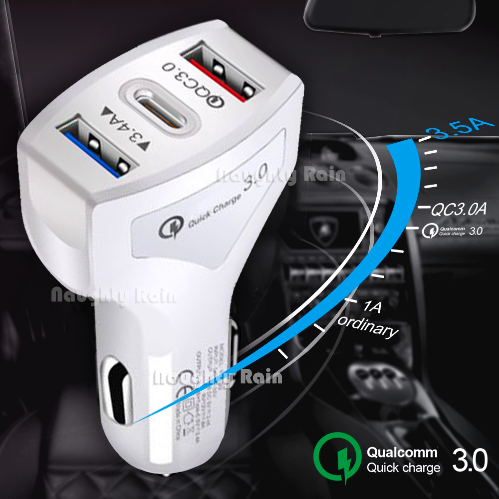 PD Fast Charging Multi USB Type-C Car Charger Quick Charge QC3.0 Samsung iPhone