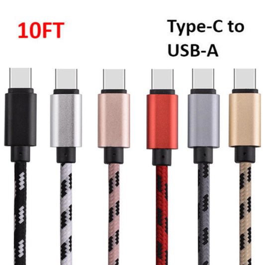 3M Nylon Braided USB-C Type C Data Sync Charging Charger Cable Cord