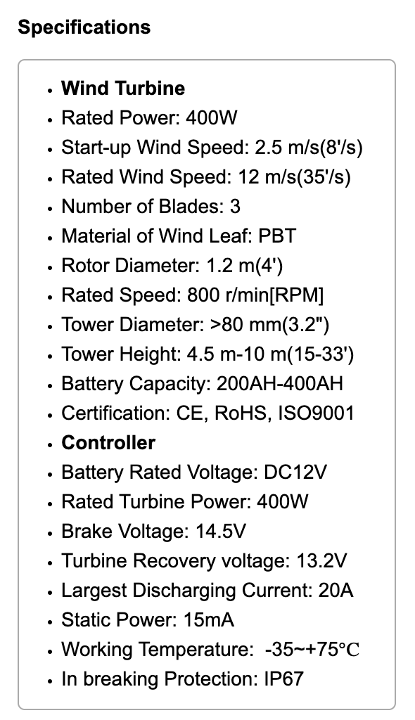 400W Wind Turbine Generator 20A Charger Environmental 3 Blads Windmill Power