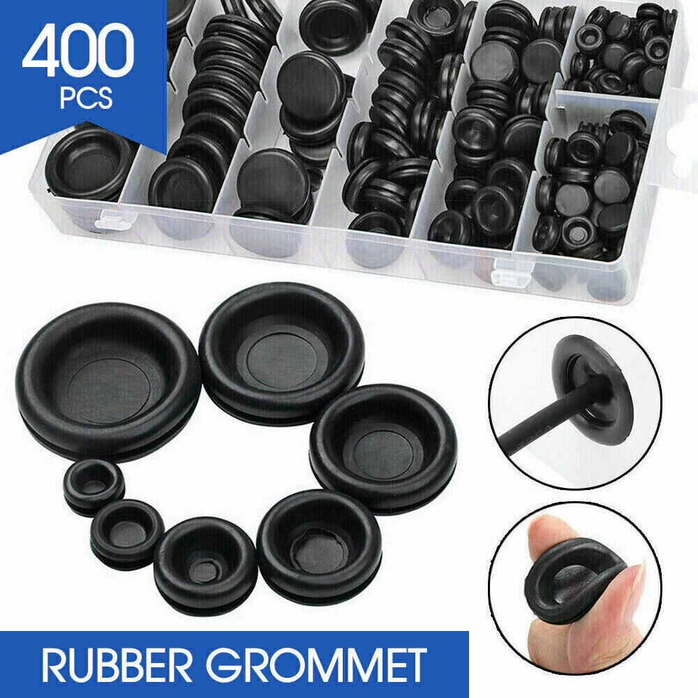 400PCS Auto Rubber Grommet Assortment Set Fastener Kit Blanking 7 Popular Sizes