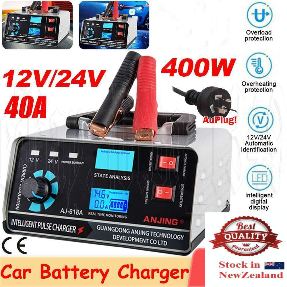 400W 40A 12V/24V Car Battery Charger Smart Pulse Repair Boat Trickle