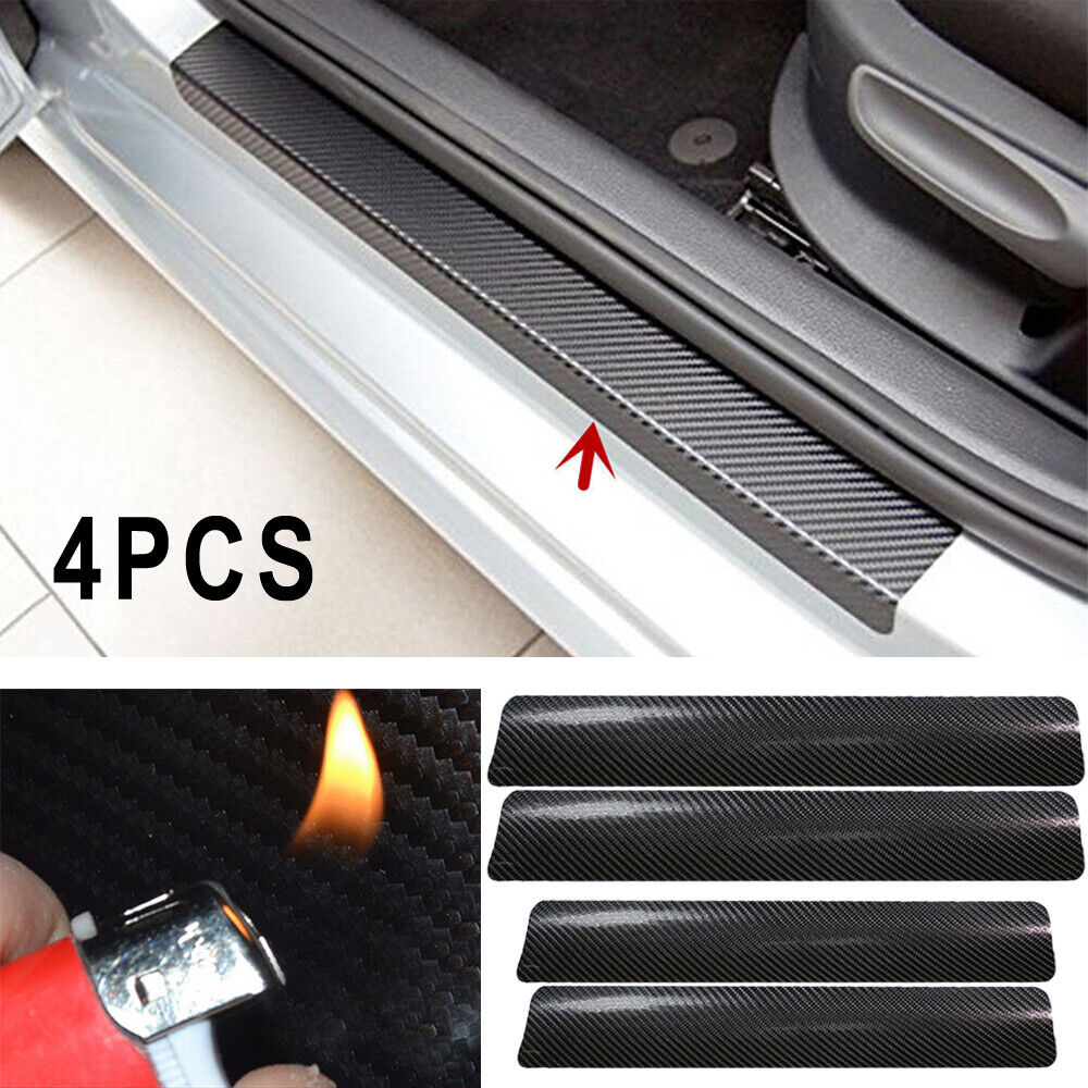 4x Carbon Fiber Car Door Plate Sill Scuff Cover Anti-Scratch Sticker Accessories