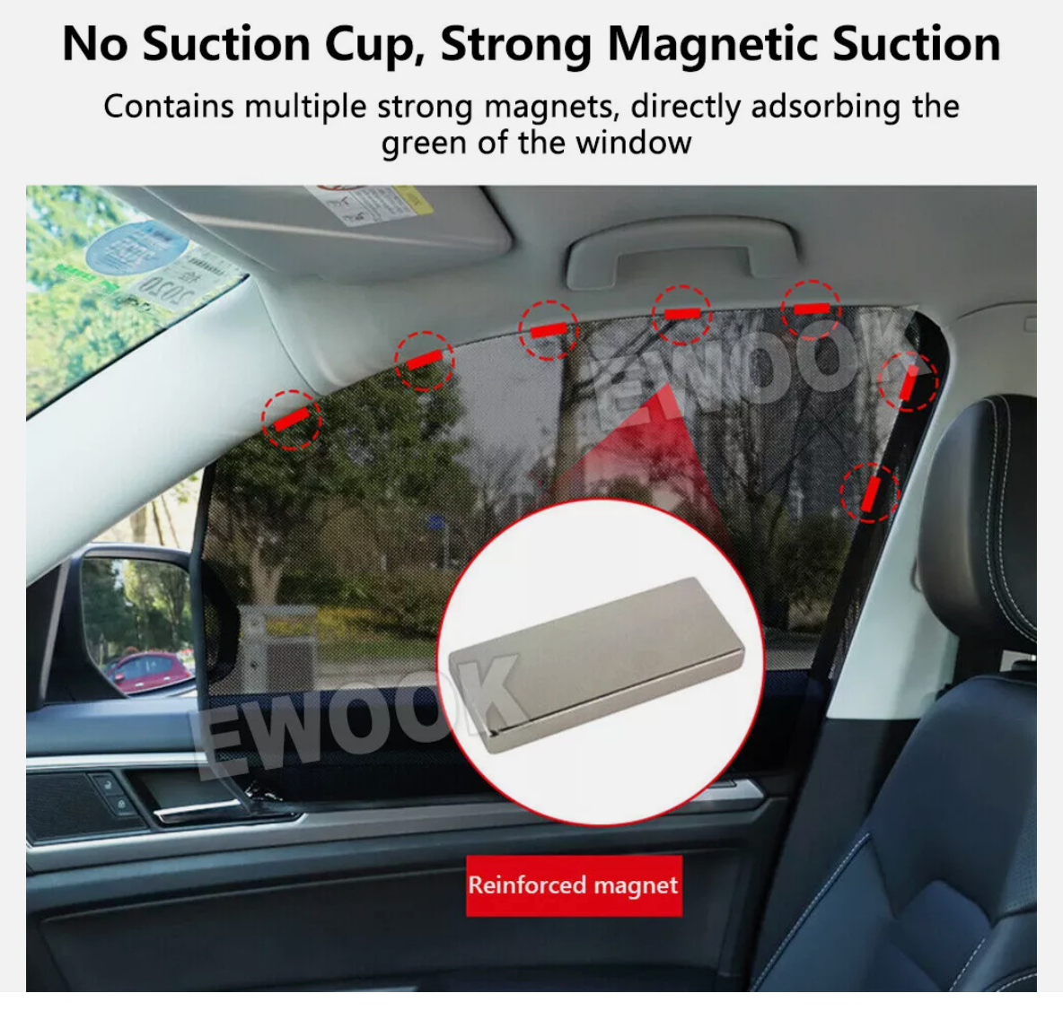 4x Magnetic Car Window Sun Shade UV Protection Front+Rear Side Window Curtain