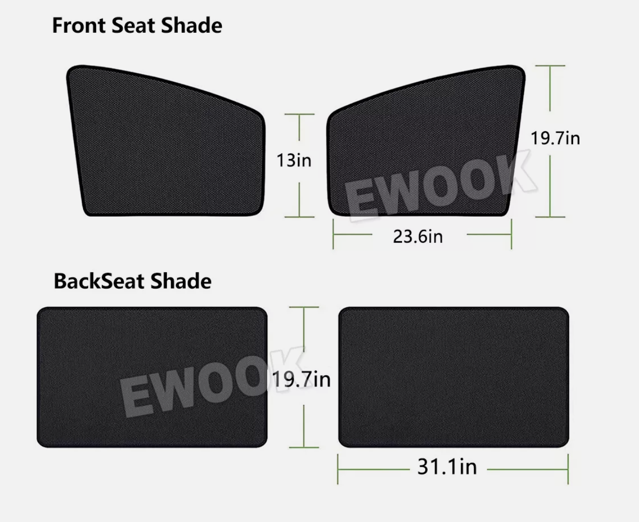 4x Magnetic Car Window Sun Shade UV Protection Front+Rear Side Window Curtain