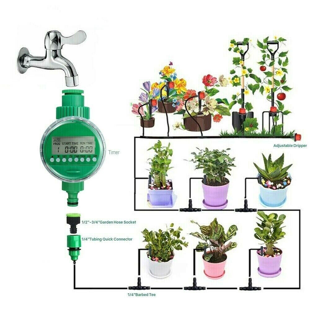 50M Hose Garden Irrigation System with Timer Plant Watering DIY Micro Drip Kits