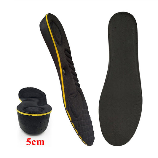 5CM Memory Foam Height Increase Heel Gel Men Shoes Insoles Inserts Taller Lifts Pad