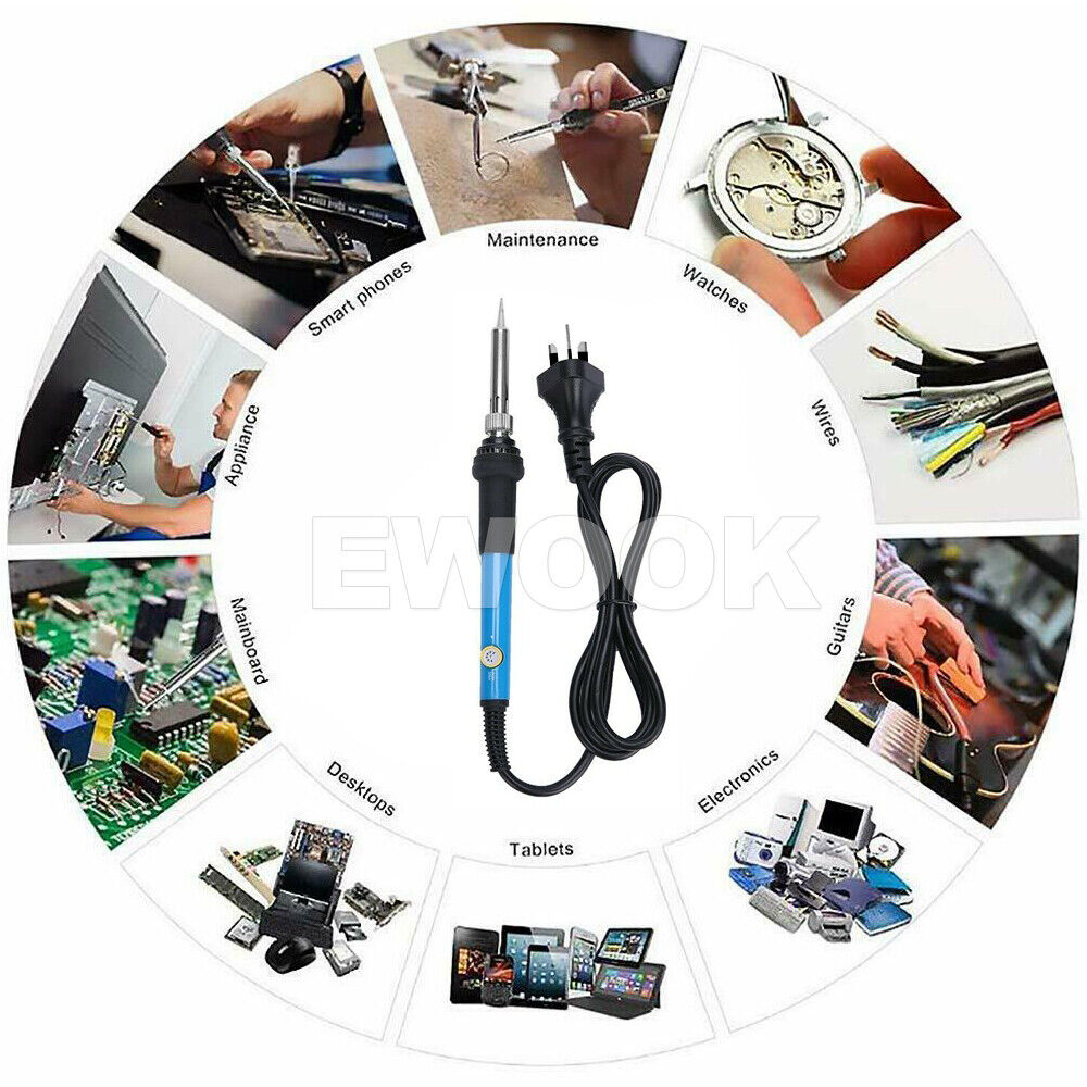 15in1 Soldering Iron Set 60W Soldering Station Desoldering Pump Stand Wire Tips