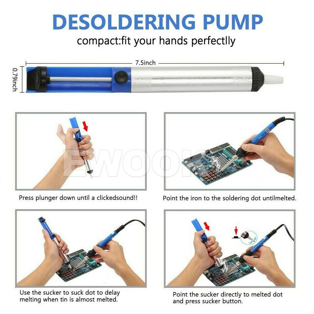 15in1 Soldering Iron Set 60W Soldering Station Desoldering Pump Stand Wire Tips