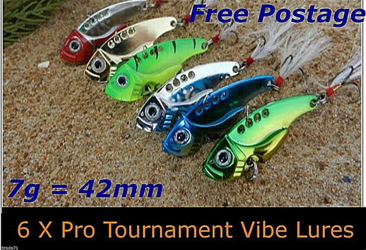 Vibe Fishing Lures Switch blade Lure 6 Pack 42mm 7g Pro Vibes Bream Flathead