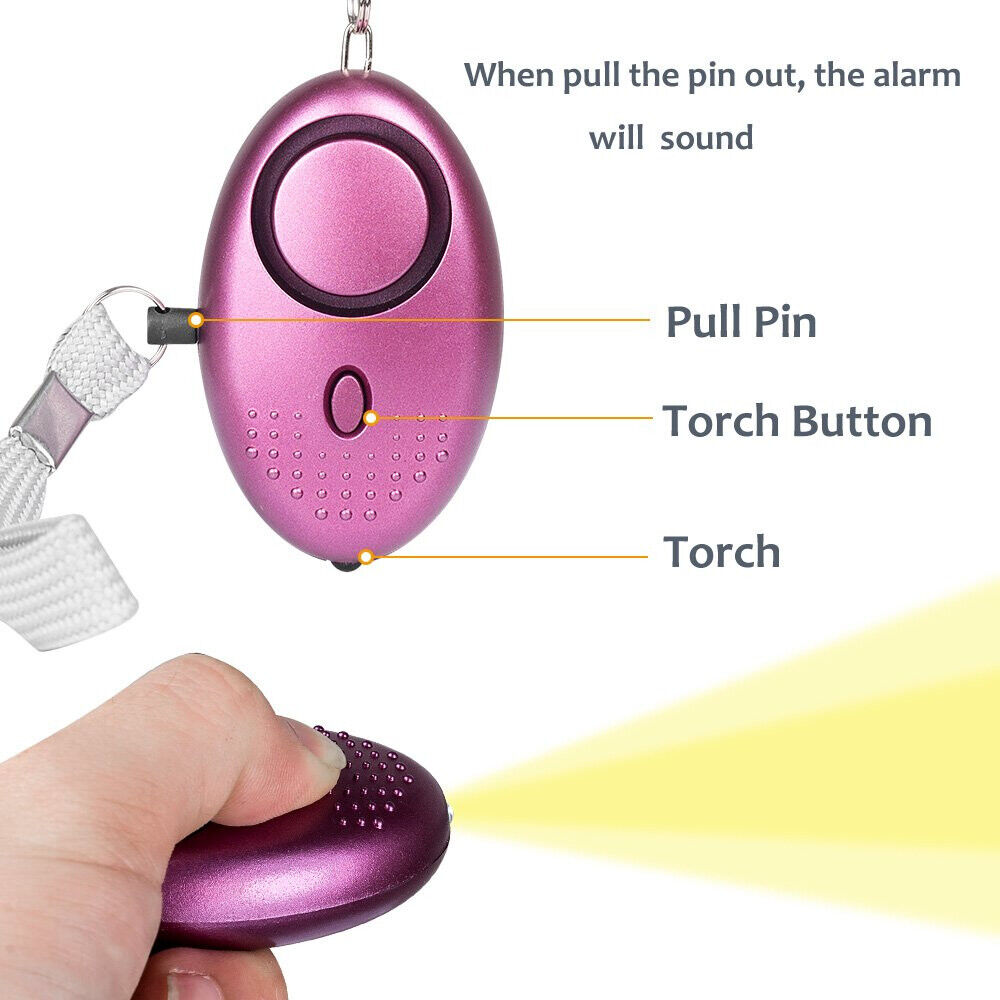 140dB Personal Alarm Keychain Rape Attack Panic Security Emergency Alert Torch