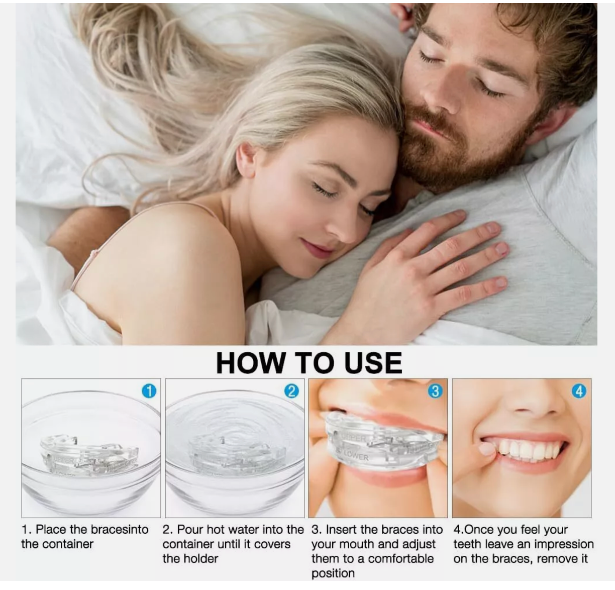 Anti Snore Mouthpiece Sleep Aids Mouth Guards Stop Snoring Adjustable Bruxisms