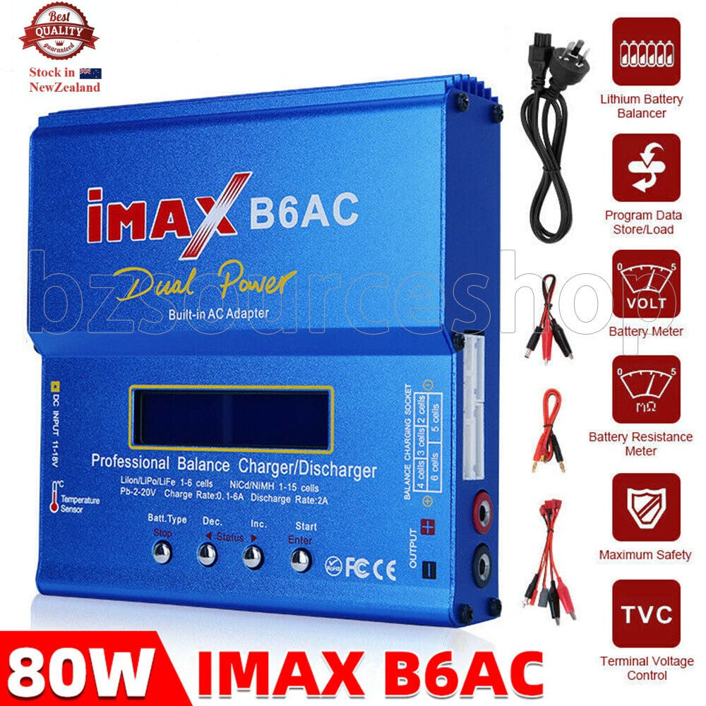 RC Lipo Charger Lithium NiMh Battery Balance Discharger AC Digital IMax B6AC 80W