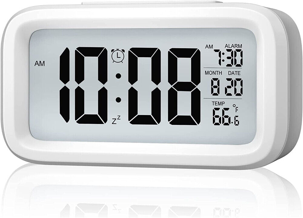 Digital Bedside LED Snooze Alarm Clock Time Temperature Day/Night Desktop Clocks