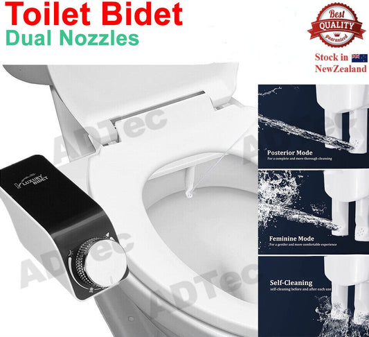 Bidet Toilet Seat Dual Nozzles Self-Cleaning Wash Cold Water Sprayer