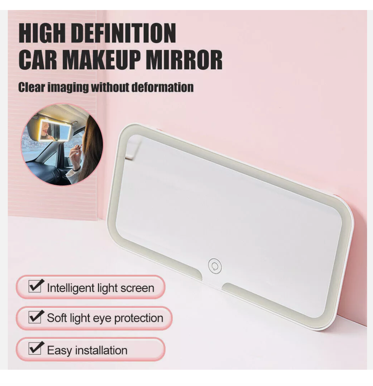 Car Sun Visor LED Makeup Cosmetic Vanity Mirror Set 3 Type Light Touch Screen