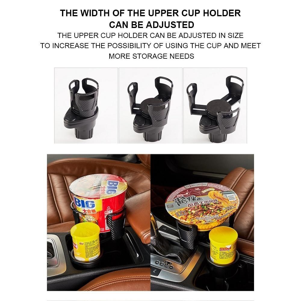 2in1 Car Cup Holder Expander Adapter 360° Adjustable Base Water Cup Drink Holder