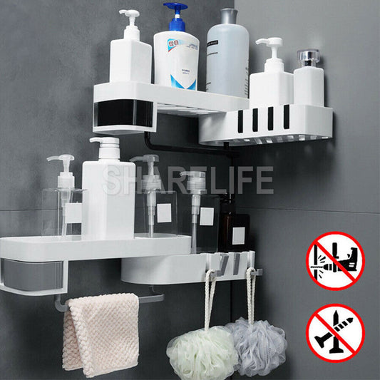 Bathroom Corner Shower Shelf Shampoo Soap Holder Storage Rack Organiser Caddy