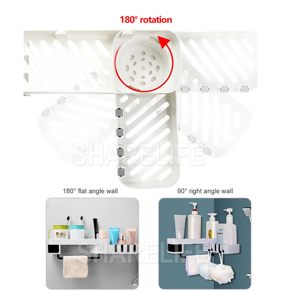 Bathroom Corner Shower Shelf Shampoo Soap Holder Storage Rack Organiser Caddy