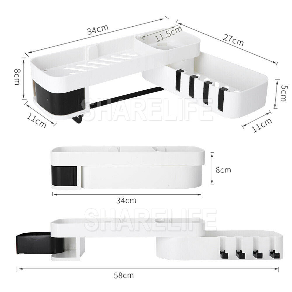 Bathroom Corner Shower Shelf Shampoo Soap Holder Storage Rack Organiser Caddy