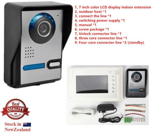 Video Doorbell Intercom 7"Color Door Phone Security System Night Vision +Monitor