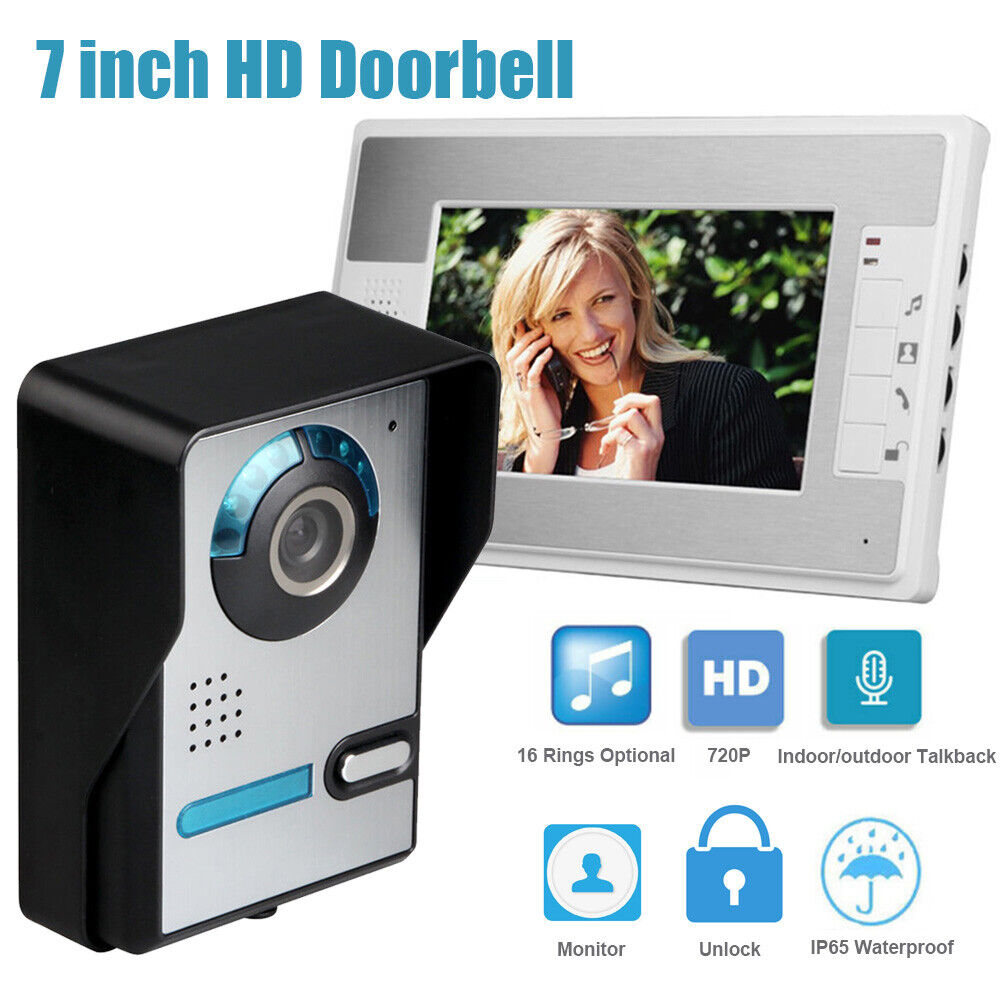 Video Doorbell Intercom 7"Color Door Phone Security System Night Vision +Monitor