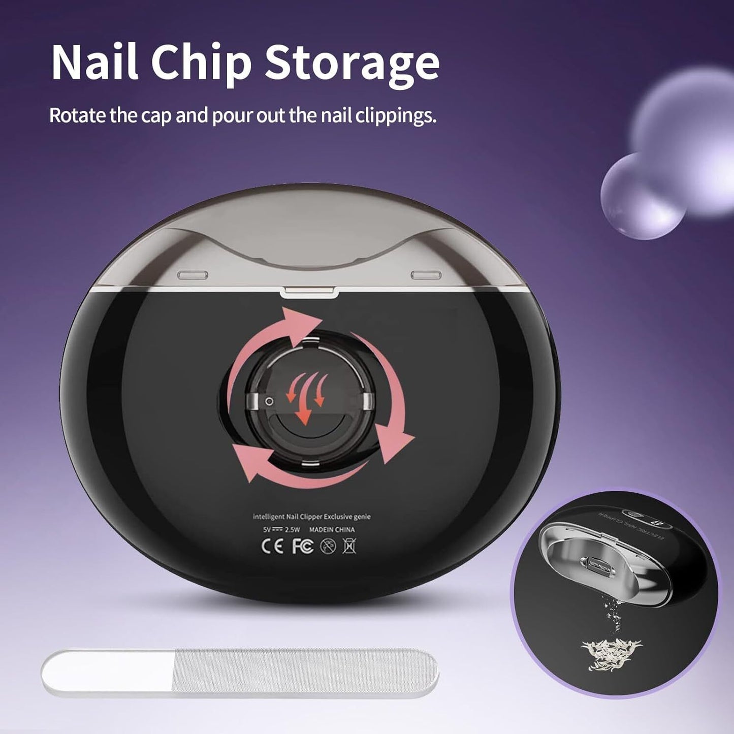 Electric Nail Clippers Automatic Nail Clipper Trimmer Cutter Manicure USB Safety