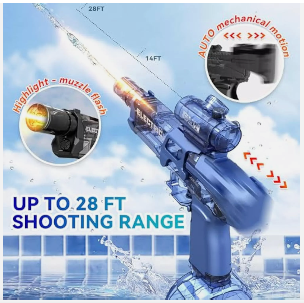 Ultimate Battle Blaster Electric Water Guns with Realistic Gun Muzzle Flame