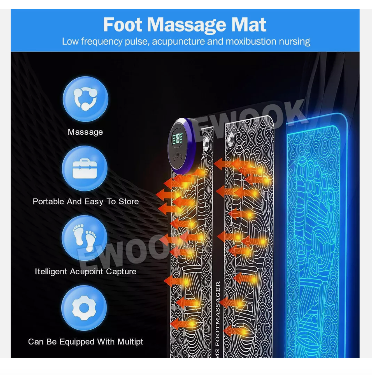 Electric EMS Foot Massager Mat Relax Muscle Stimulator Leg Shaping Massage Pad