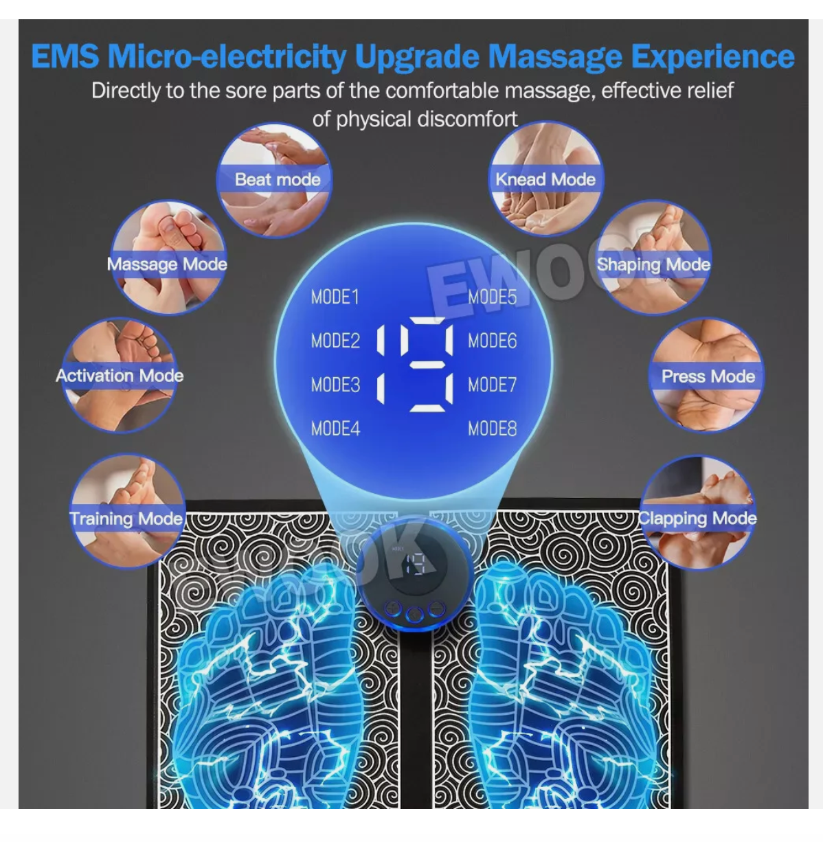 Electric EMS Foot Massager Mat Relax Muscle Stimulator Leg Shaping Massage Pad