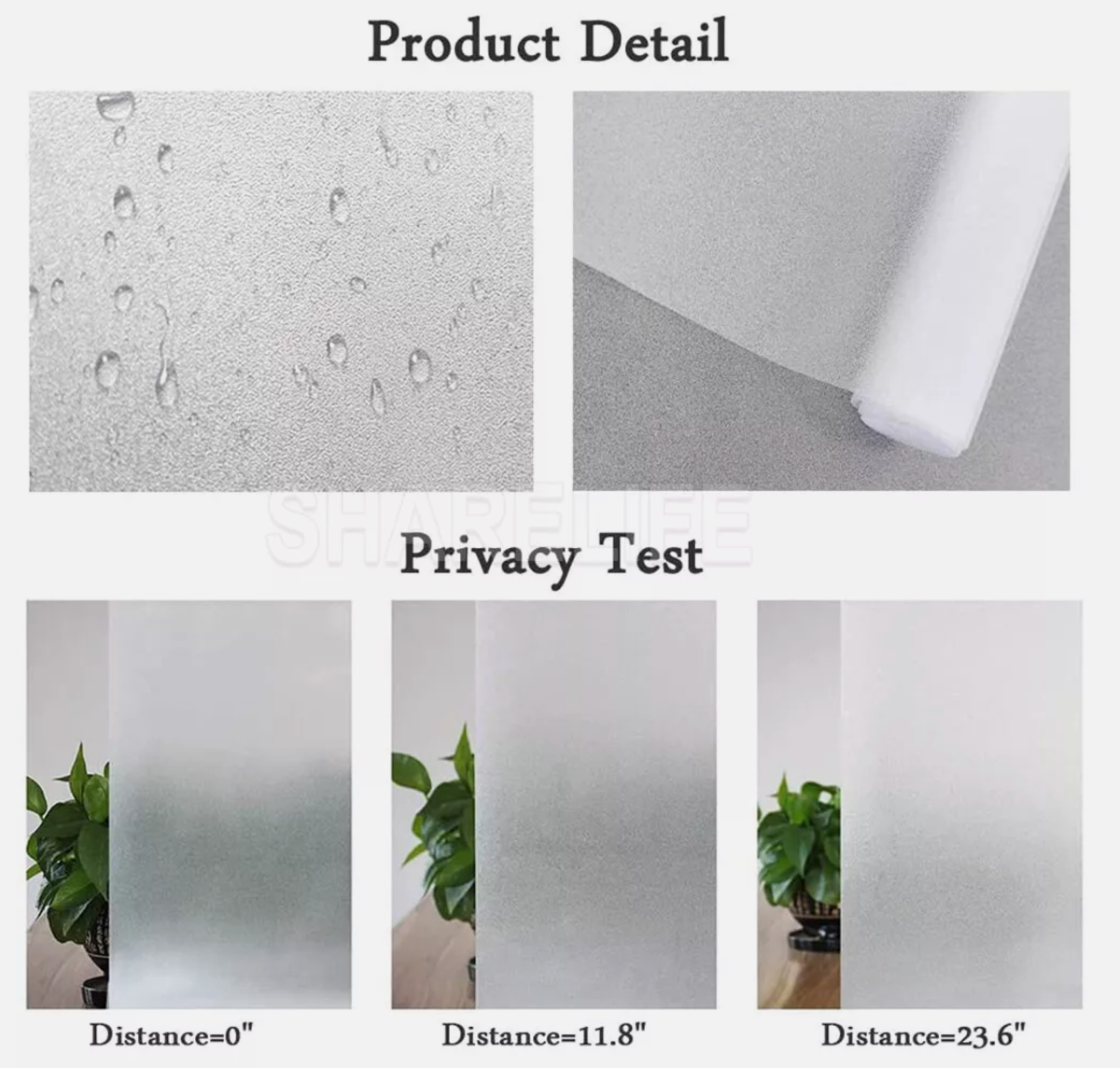 90cm*5m Clear Frosted Home Window Glass Removable Privacy Film