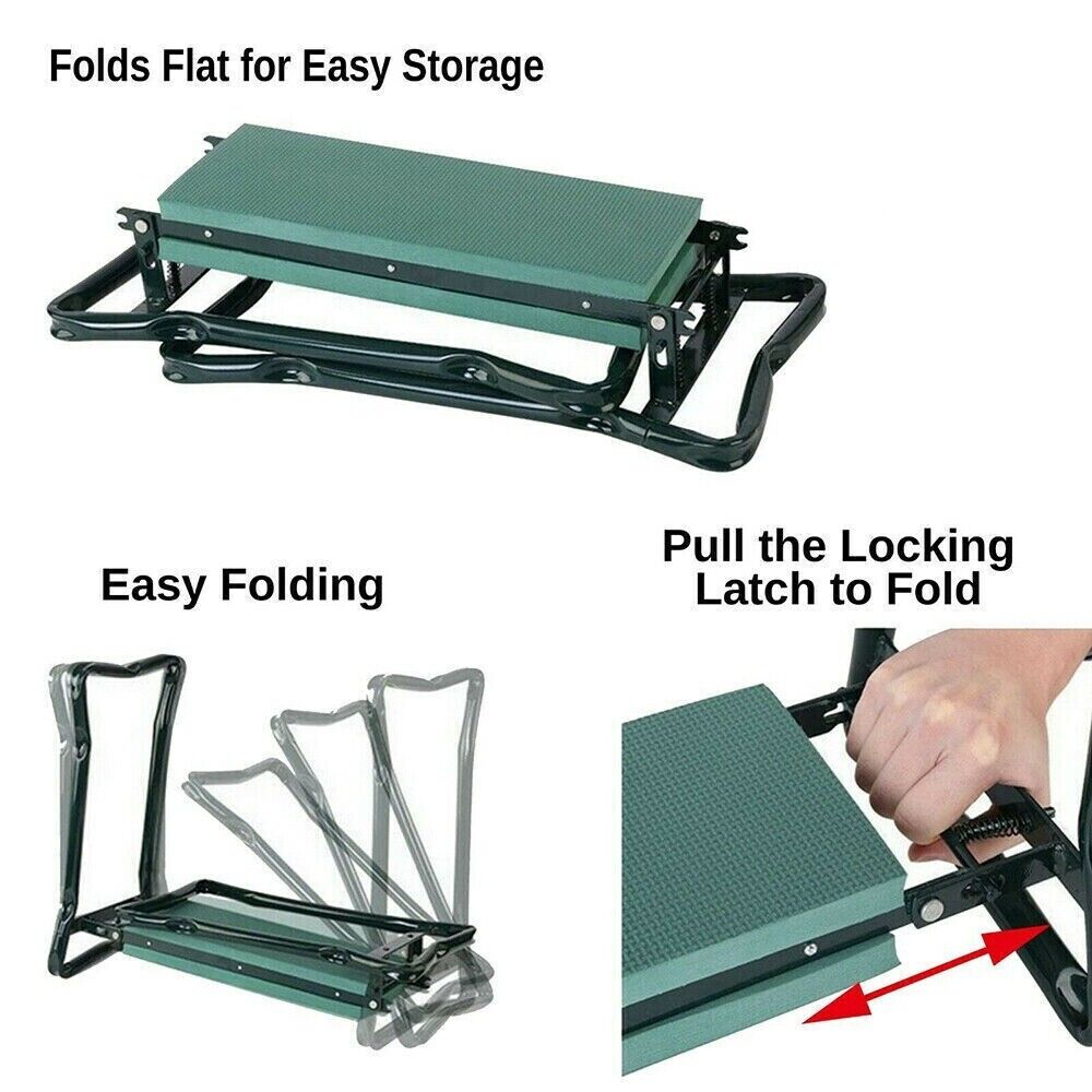 2 in1 Garden Kneeler and Seat Foldable Tool Pouch Home Outdoor Bench Knee Pad