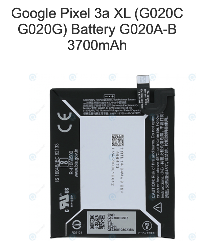 G020A-B 3.85V 3700mAh Battery Replacement for Google Pixel 3a XL