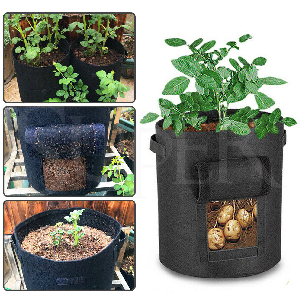 Potato Grow Planter Container Bags Pouch Root Plant Growing Bag Pot Side Window