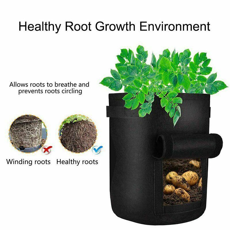 Potato Grow Planter Container Bags Pouch Root Plant Growing Bag Pot Side Window