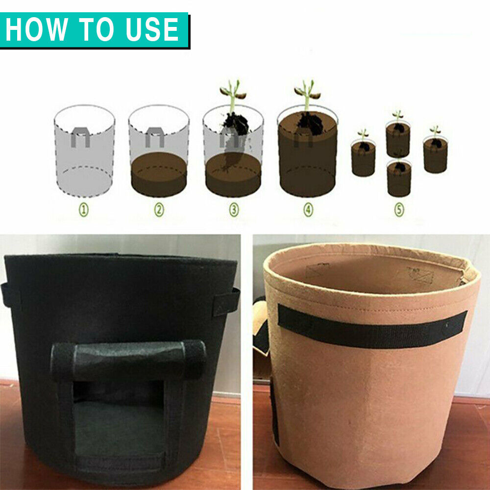 Potato Grow Planter Container Bags Pouch Root Plant Growing Bag Pot Side Window