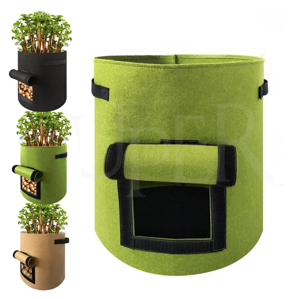 Potato Grow Planter Container Bags Pouch Root Plant Growing Bag Pot Side Window